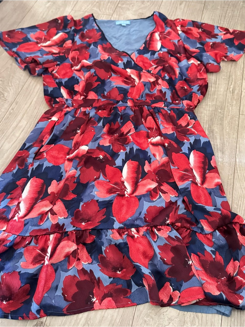 Draper James Red Floral Dress with Blue Base